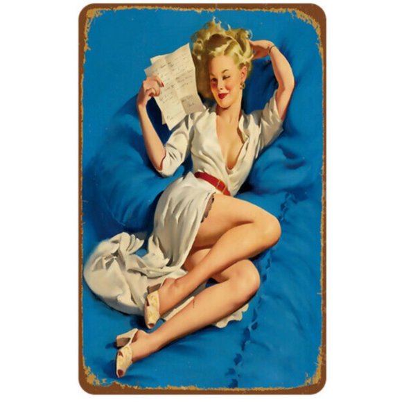 #72 Vintage Bar Metal Tin Signs Sexy Woman Retro Plaque Garage Customization Dec - Picture 1 of 1